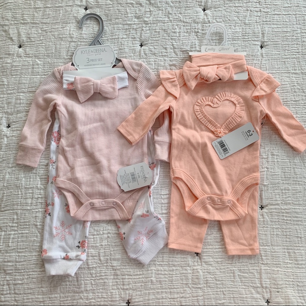 NWT 0-3mo Sets with Matching Headbands